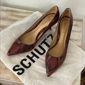 Schutz Women's Red Snake Print Heels
